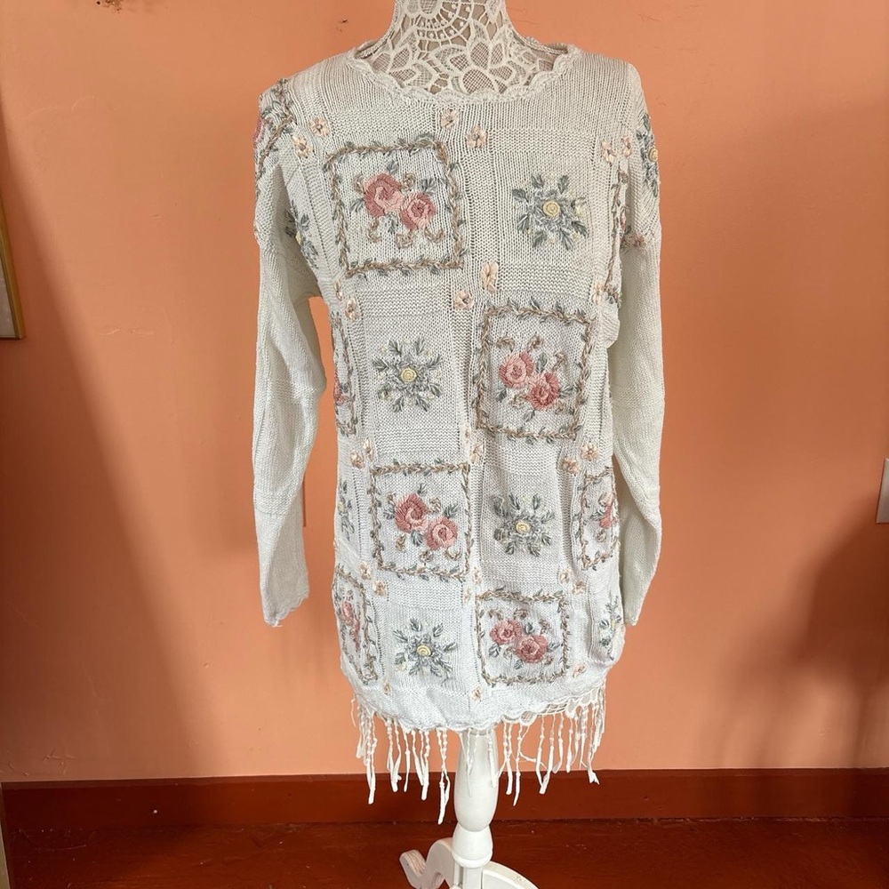 Vintage Sarah Morgan Floral Knit Sweater